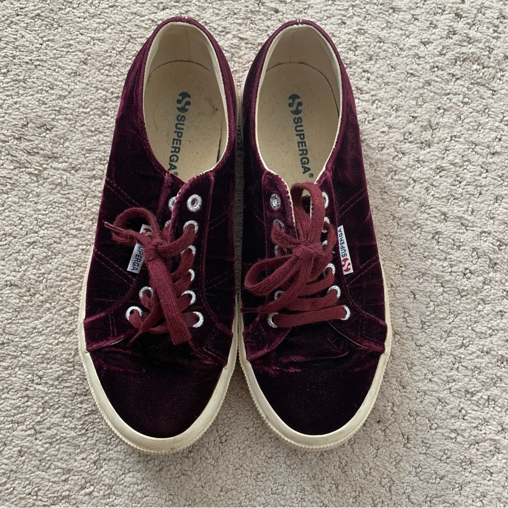 Superga Burgundy Velvet Sneakers